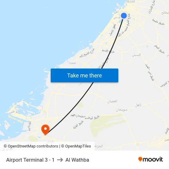 Airport Terminal 3 - 1 to Al Wathba map