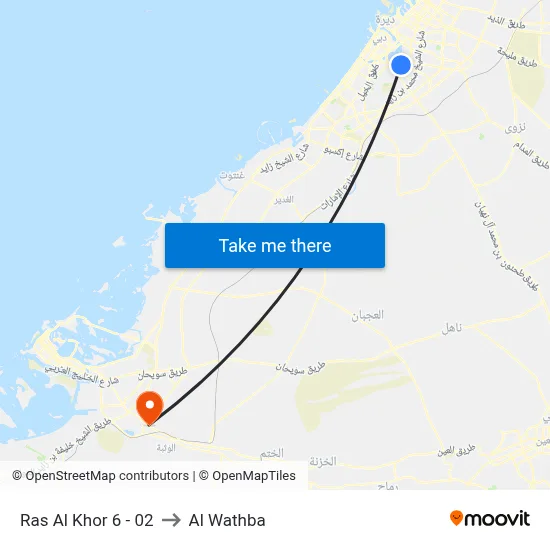 Ras Al Khor 6 - 02 to Al Wathba map