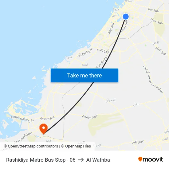 Rashidiya Metro Bus Stop - 06 to Al Wathba map