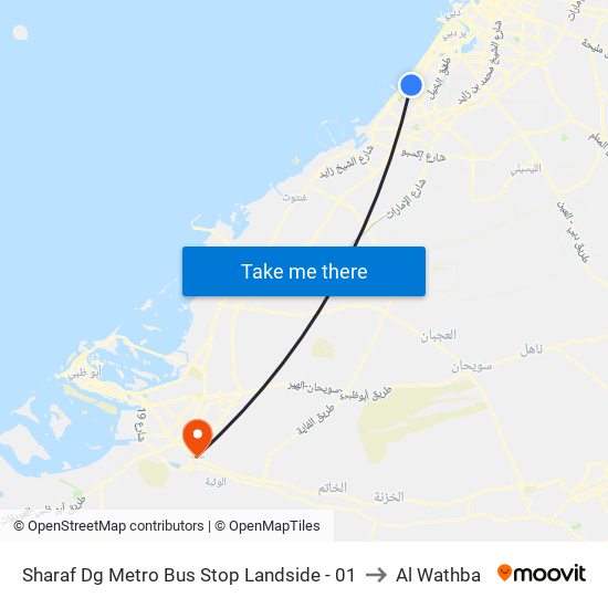 Sharaf Dg Metro Bus Stop Landside - 01 to Al Wathba map