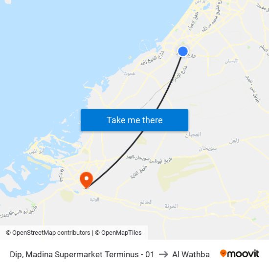Dip, Madina Supermarket Terminus - 01 to Al Wathba map
