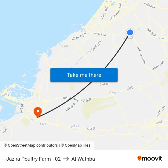 Jazira Poultry Farm - 02 to Al Wathba map