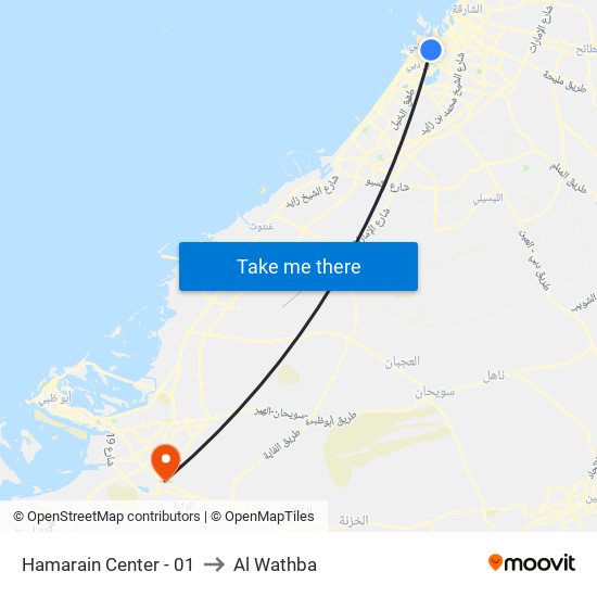 Hamarain Center - 01 to Al Wathba map