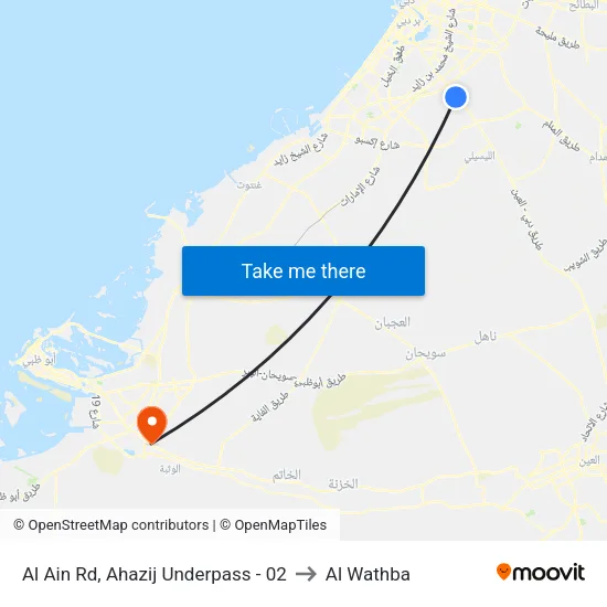 Al Ain Road, Ahazij Underpass - 02 to Al Wathba map