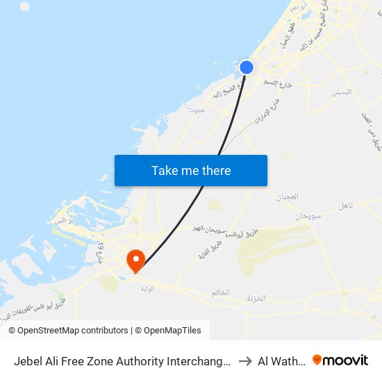 Jebel Ali Free Zone Authority Interchange - 01 to Al Wathba map