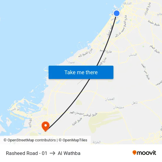 Rasheed Road - 01 to Al Wathba map