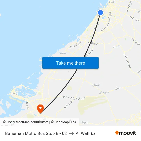 Burjuman Metro Bus Stop B - 02 to Al Wathba map