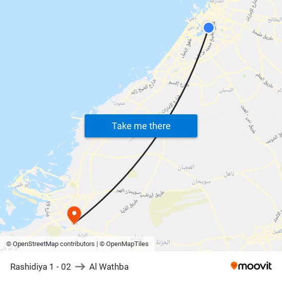 Rashidiya 1 - 02 to Al Wathba map