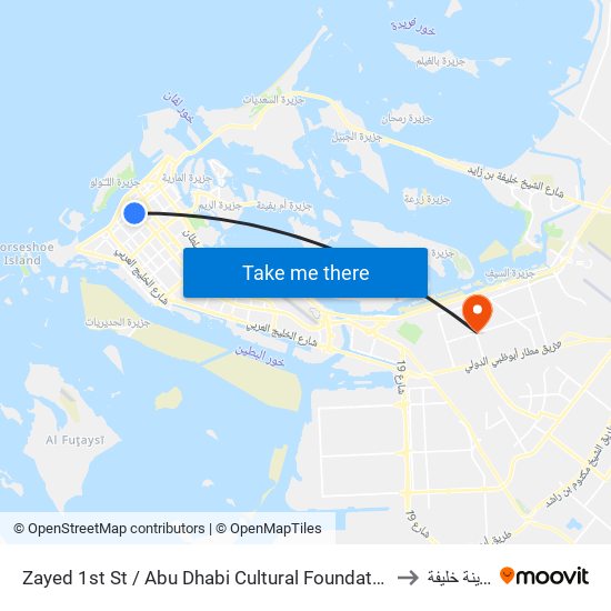Zayed 1st St / Abu Dhabi Cultural Foundation to مدينة خليفة map