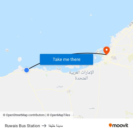 Ruwais Bus Station to مدينة خليفة map