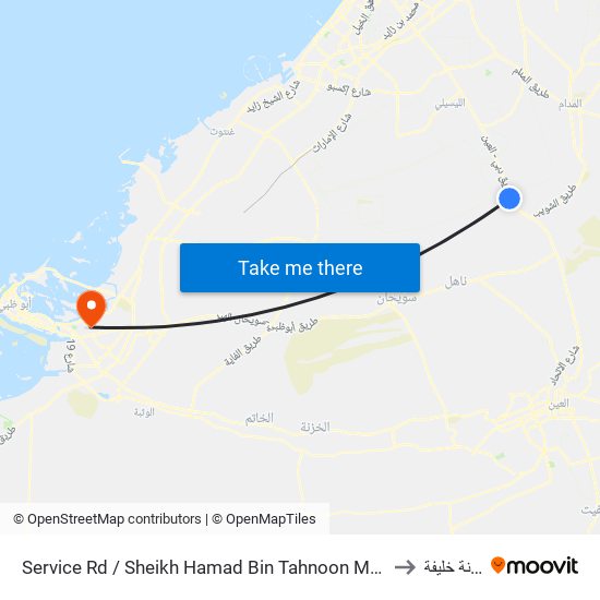 Service Rd  / Sheikh Hamad Bin Tahnoon Mosque to مدينة خليفة map