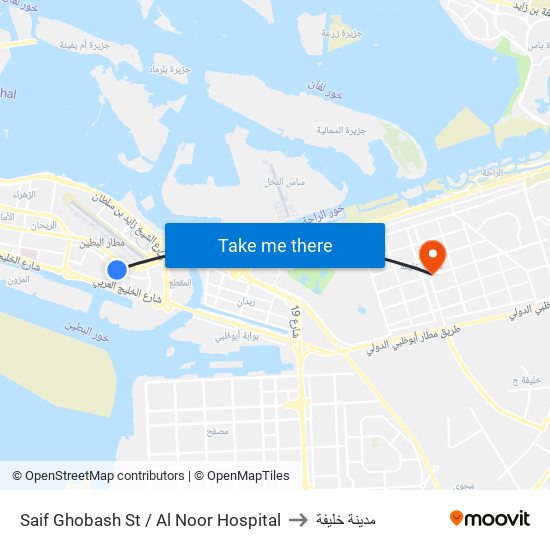 Saif Ghobash St / Al Noor Hospital to مدينة خليفة map