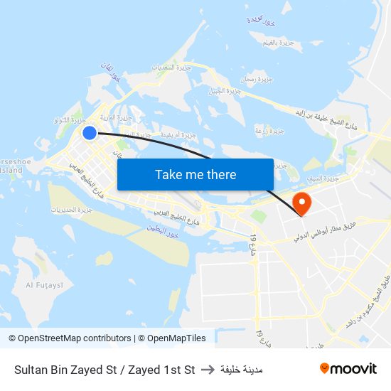 Sultan Bin Zayed St / Zayed 1st St to مدينة خليفة map