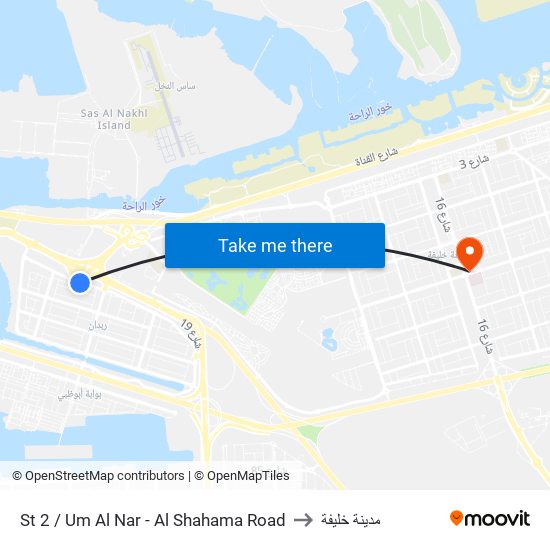 St 2 / Um Al Nar - Al Shahama Road to مدينة خليفة map