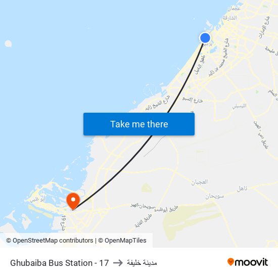Ghubaiba Bus Station - 17 to مدينة خليفة map