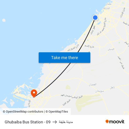 Ghubaiba Bus Station - 09 to مدينة خليفة map