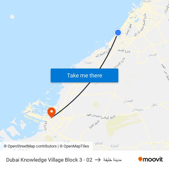 Dubai Knowledge Village Block 3 - 02 to مدينة خليفة map