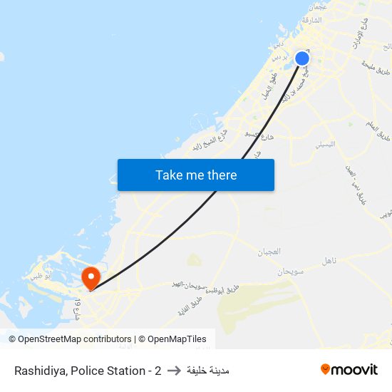 Rashidiya, Police Station - 2 to مدينة خليفة map