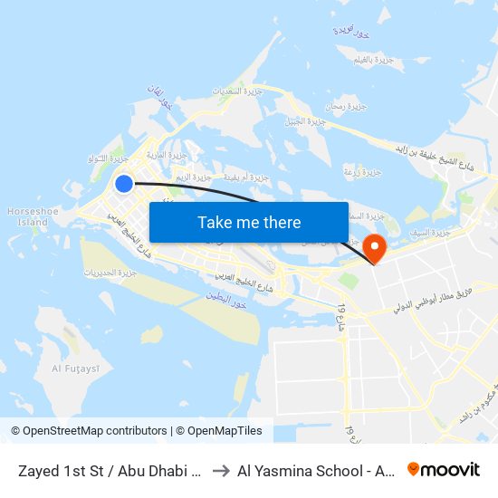 Zayed 1st St / Abu Dhabi Cultural Foundation to Al Yasmina School - ALDAR Academies map