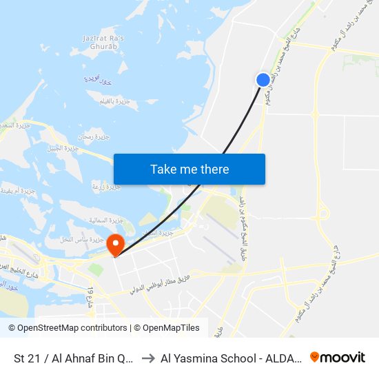 St 21 / Al Ahnaf Bin Qais Mosque to Al Yasmina School - ALDAR Academies map