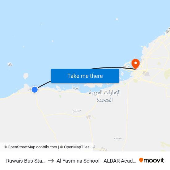 Ruwais Bus Station to Al Yasmina School - ALDAR Academies map