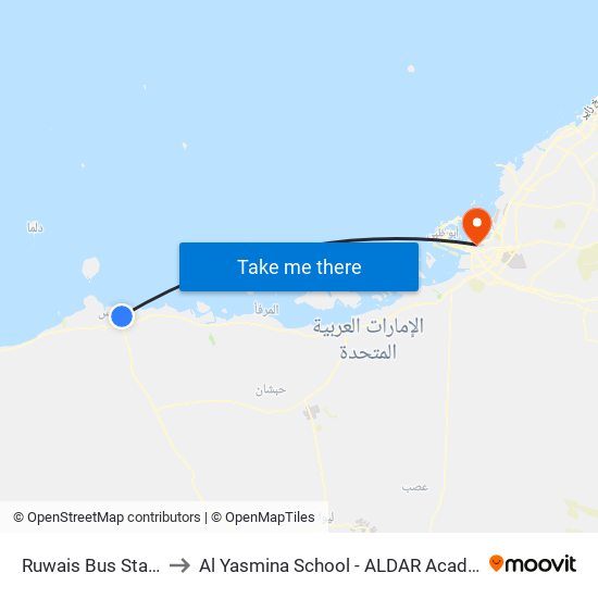 Ruwais Bus Station to Al Yasmina School - ALDAR Academies map