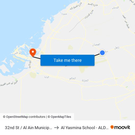 32nd St  / Al Ain Municipality (Sweihan) to Al Yasmina School - ALDAR Academies map