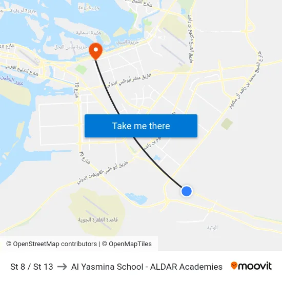 St 8 / St 13 to Al Yasmina School - ALDAR Academies map