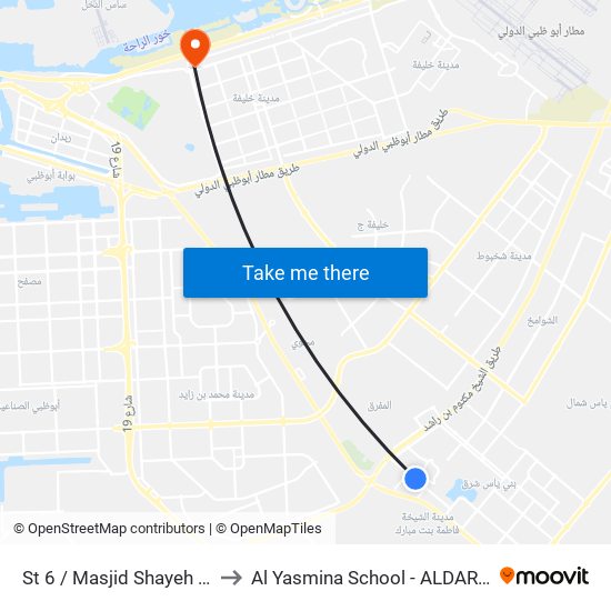 St 6 / Masjid Shayeh Al Hamed to Al Yasmina School - ALDAR Academies map