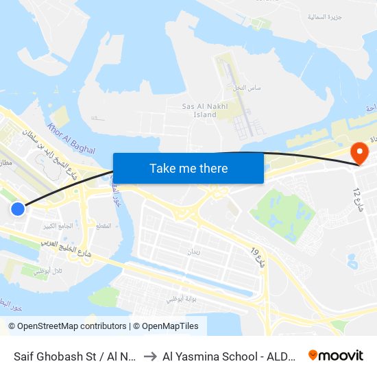 Saif Ghobash St / Al Noor Hospital to Al Yasmina School - ALDAR Academies map