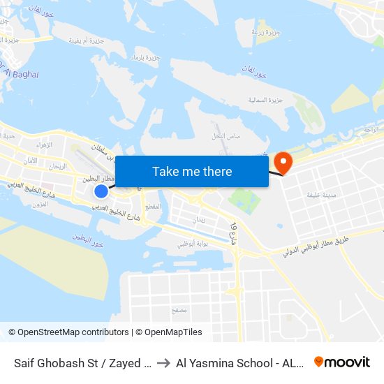 Saif Ghobash St / Zayed Sports Stadium to Al Yasmina School - ALDAR Academies map