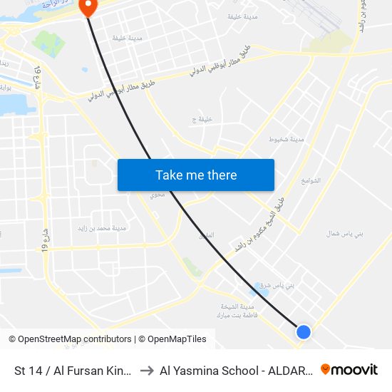 St 14 / Al Fursan Kindergarten to Al Yasmina School - ALDAR Academies map