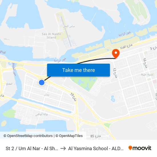 St 2 / Um Al Nar - Al Shahama Road to Al Yasmina School - ALDAR Academies map