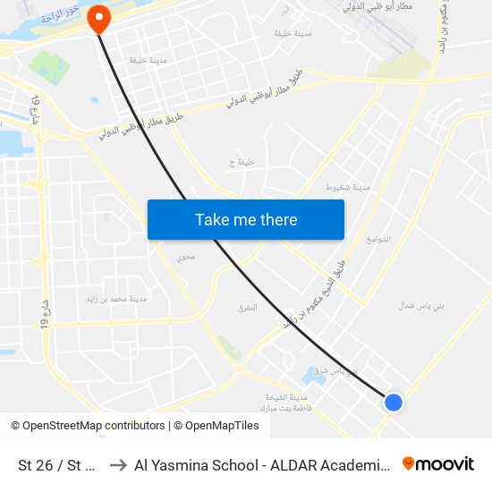 St 26 / St 23 to Al Yasmina School - ALDAR Academies map