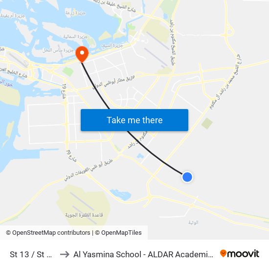 St 13 / St 42 to Al Yasmina School - ALDAR Academies map