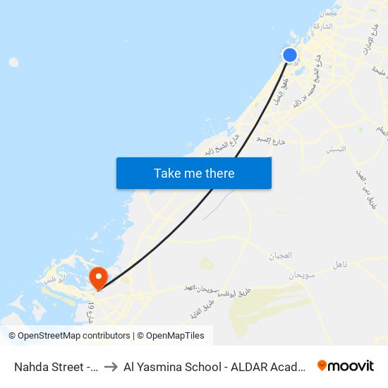 Nahda Street - 01 to Al Yasmina School - ALDAR Academies map