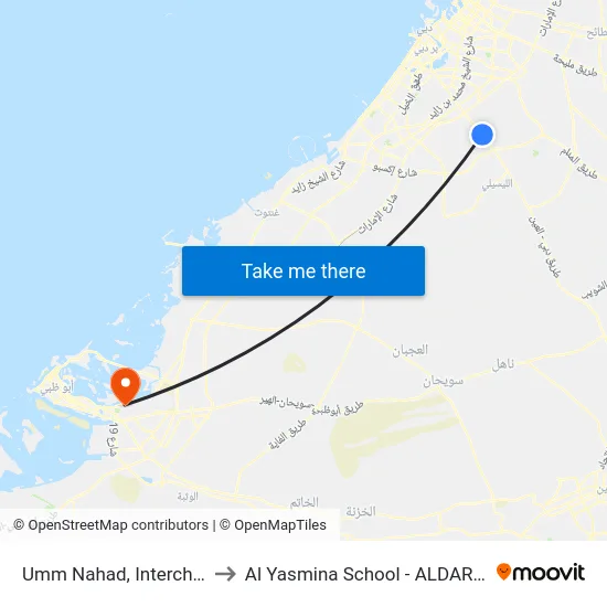 Umm Nahad, Interchange - 01 to Al Yasmina School - ALDAR Academies map