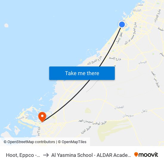 Hoot, Eppco - 01 to Al Yasmina School - ALDAR Academies map