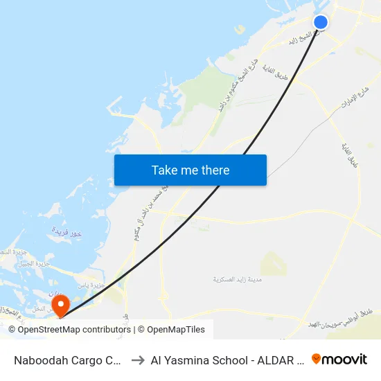Naboodah Cargo Centre - 01 to Al Yasmina School - ALDAR Academies map