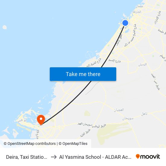 Deira, Taxi Station - 01 to Al Yasmina School - ALDAR Academies map