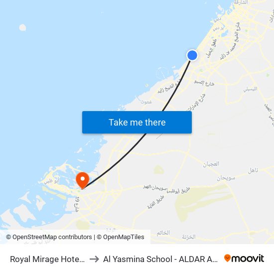 Royal Mirage Hotel 1 - 01 to Al Yasmina School - ALDAR Academies map