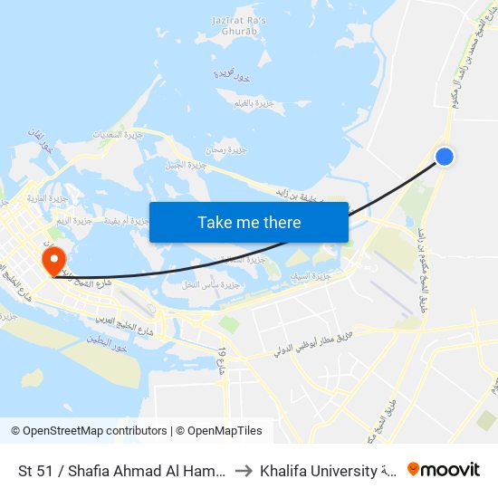 St 51 / Shafia Ahmad Al Hamili Mosque to Khalifa University جامعة خليفة map