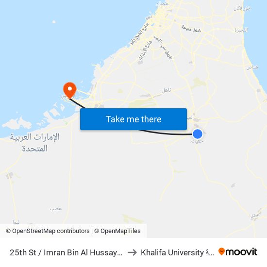 25th St  / Imran Bin Al Hussayen Mosque to Khalifa University جامعة خليفة map