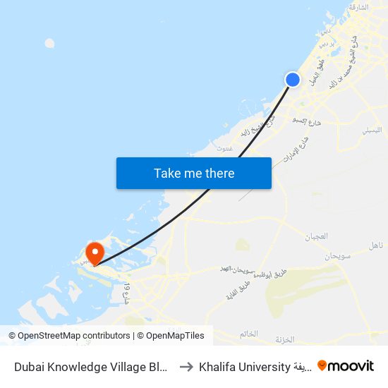 Dubai Knowledge Village Block 3 - 02 to Khalifa University جامعة خليفة map