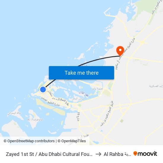 Zayed 1st St / Abu Dhabi Cultural Foundation to Al Rahba الرحبة map