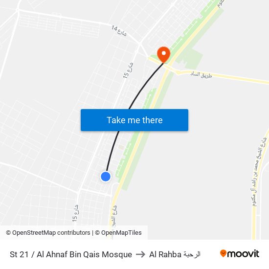 St 21 / Al Ahnaf Bin Qais Mosque to Al Rahba الرحبة map
