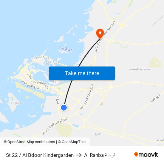 St 22 / Al Bdoor Kindergarden to Al Rahba الرحبة map