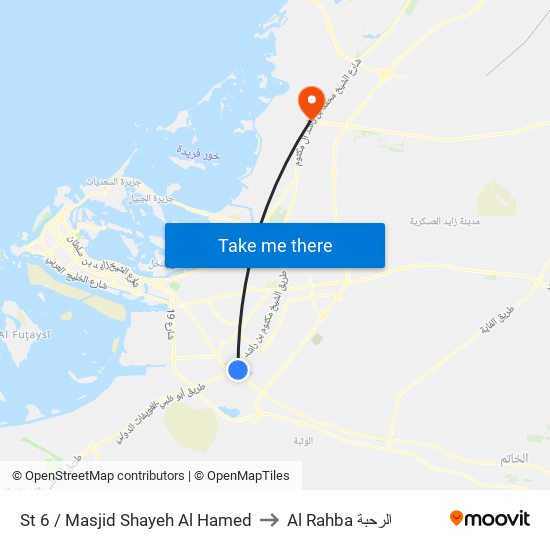 St 6 / Masjid Shayeh Al Hamed to Al Rahba الرحبة map
