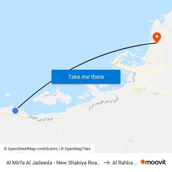 Al Mirfa Al Jadeeda - New Shabiya Road -  Shabiya 3 to Al Rahba الرحبة map