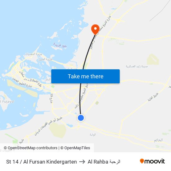 St 14 / Al Fursan Kindergarten to Al Rahba الرحبة map